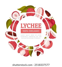 Lychee Tropical Fruit Banner Design com modelo de vetor de amora crua