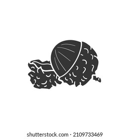 Lychees Icon Silhouette Illustration. Chinese Exotic Fruit Vector Graphic Pictogram Symbol Clip Art. Doodle Sketch Black Sign.