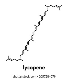 Lycopene red tomato pigment molecule. Skeletal formula.