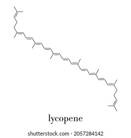 Lycopene red tomato pigment molecule. Skeletal formula.