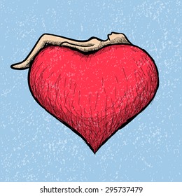 lying above the heart