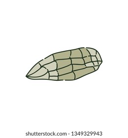 Lying ancient axe stone or piece of rock sketch style, vector illustration isolated on white background. Stone Age primitive tool, geological sample, archaeological artifact