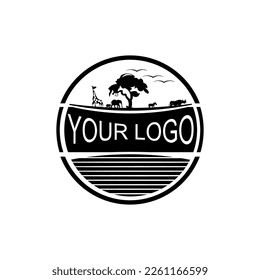 lying animal and tree silhouette logo simple illustration