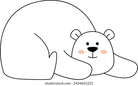 Lying Bear Lined Vector Illustration