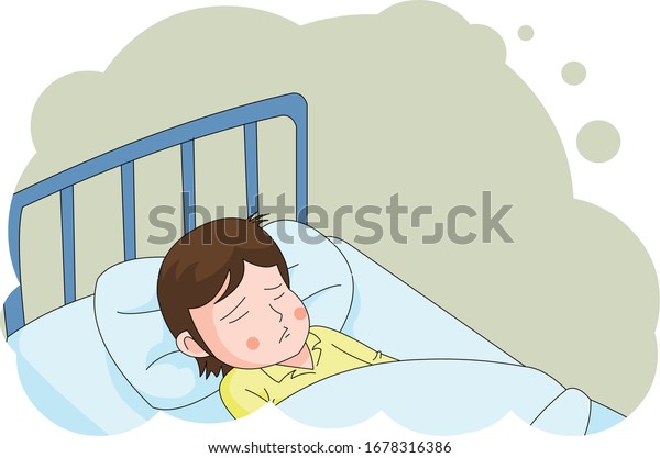 ベッドに寝転がるうつ伏せの女の子の患者イラスト のベクター画像素材 ロイヤリティフリー