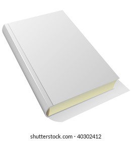 Lying blank hardcover book isolated on white background.