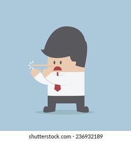 Lying businessman with long nose, VECTOR, EPS10