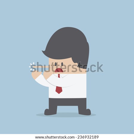 Lying businessman with long nose, VECTOR, EPS10