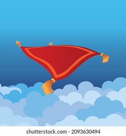 lying carpet above the clouds, vector illustration