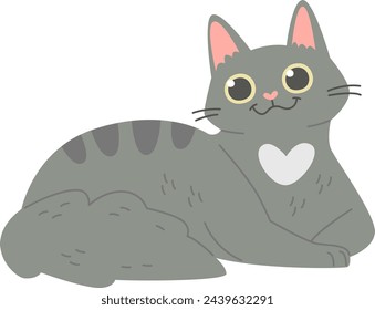 Lying Cat Pet Vector Illustration