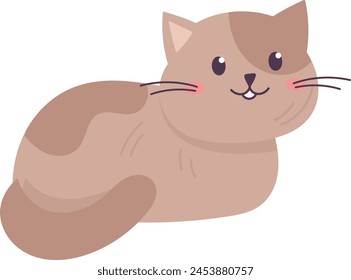 Lying Cat Pet Vector Illustration