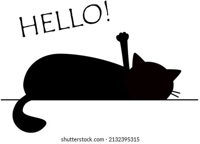 Lying cat with raised paw 