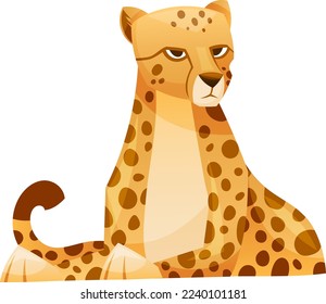 Lying Cheetah as African Large Cat with Long Tail and Black Spots on Coat Vector Illustration