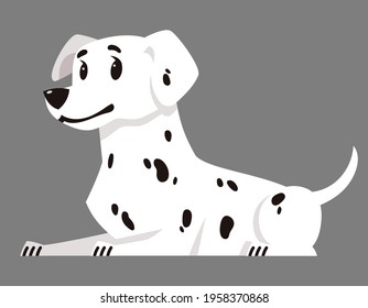 Vista lateral dálmata. Hermosa mascota al estilo de las caricaturas.