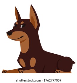 Vista lateral Doberman. Una mascota linda al estilo de las caricaturas.