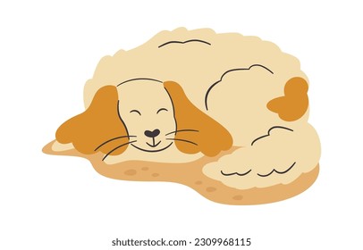 Lying Dog On Mat Vector Illustration