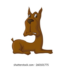 lying dog waits for the owner