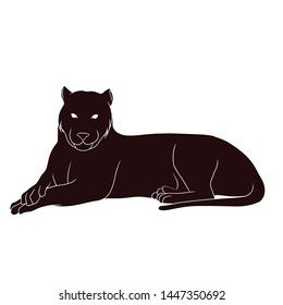 lying down tigervector isolated on white background