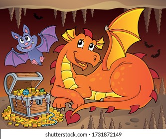 Lying dragon theme image - eps10 vector illustration.