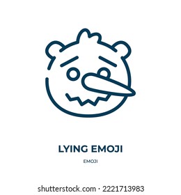 Lying emoji icon. Linear vector illustration from emoji collection. Outline lying emoji icon vector. Thin line symbol for use on web and mobile apps, logo, print media.