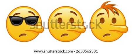 Lying face Set of three yellow emoji
