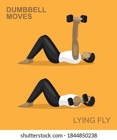 Lying Fly Dumbbell Moves Manga Gym Set Illustration