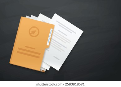 a lying folder with documnets on dark