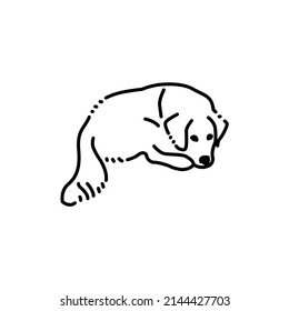 Lying golden retriever adult color line icon. Pictogram for web page, mobile app, promo.
