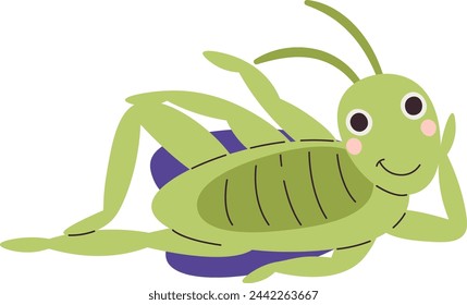 Lying Grasshopper Insect Vector Illustration