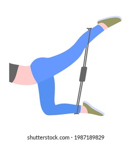 Lying leg exercise flat editable vector, fitness workout 
