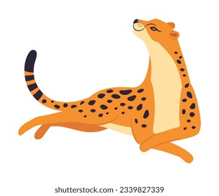 Lying Leopard as Wild Cat with Long Spotted Body Vector Illustration