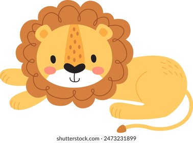 Lying Lion Animal Vector Illustration