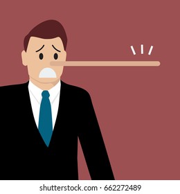 Lying man with long nose. Vector illustration