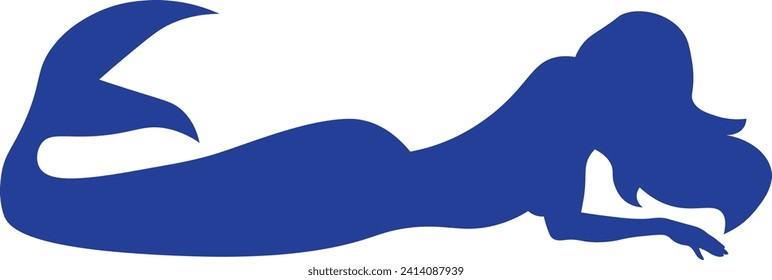 Lying Mermaid Silhouette Vector Illustration