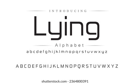 Lying Modern abstract digital alphabet font. Minimal technology typography, Creative urban sport fashion futuristic font and with numbers. vector illustration