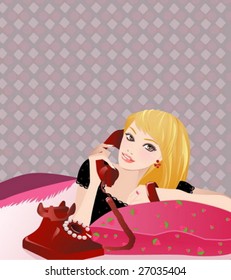 lying on a bed talking on phone