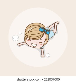 Lying on the ground Girl / Lady / Woman Isolated Vector / Image / Illustration / Drawing / Cartoon / Animation