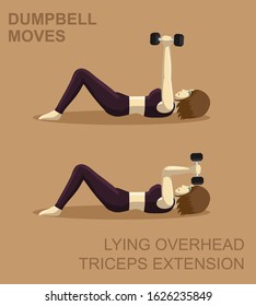 Lying Overhead Triceps Extension Dumbbell Moves Manga Gym Set Illustration