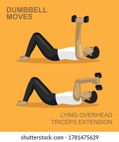 Lying Overhead Triceps Extension Dumbbell Moves Manga Gym Set Illustration