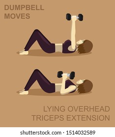 LYING OVERHEAD TRICEPS EXTENSION Dumpbell Moves Manga Gym Set Illustration