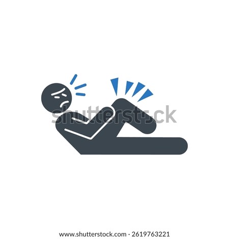 Lying Pain Suffering Icon Isolated On White Background