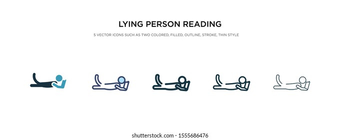 lying person reading icon in different style vector illustration. two colored and black lying person reading vector icons designed in filled, outline, line and stroke style can be used for web,