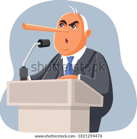 Lying Politician Making False Promises in Electoral Campaign. Demagogue candidate making false promises in public speech
