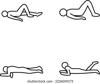 Lying poses outline vector icons