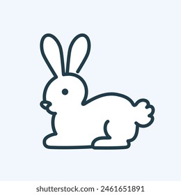 Icono de contorno de conejo tendido. Símbolo de Pascua. Trazo editable. Concepto de animales domésticos. Agricultura, concepto de cosméticos sin crueldad. Se puede utilizar como elemento de logotipo, pictograma de Diseño web. Vector aislado
