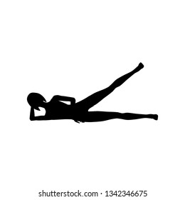 Lying side leg lift exercise workout silhouette
