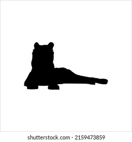 Lying (Sitting) Tiger (Big Cat Family) Silhouette for Logo or Graphic Design Element. Vector Illustration