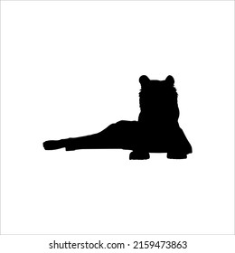 Lying (Sitting) Tiger (Big Cat Family) Silhouette for Logo or Graphic Design Element. Vector Illustration