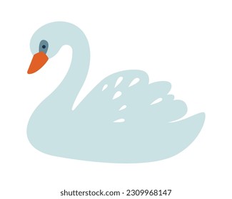 Lying Swan Bird Vector Illustration