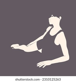 Lying woman silhouette. Sport girl illustration. Casual sportwear - t-shirt, breeches and sneakers. Young woman wearing workout clothes. Sport fashion girl in urban casual style.